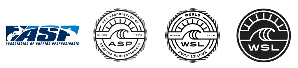 World Surf League Association of Surfing Professionals Be Visual rebrand brand logo