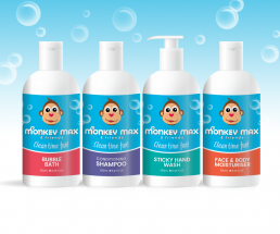 Monkey Max and Friends organic kids shampoo, hand wash, bubble bath